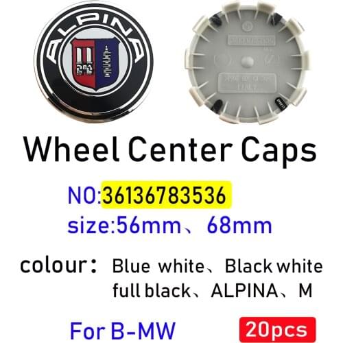 20pcs 68mm 56mm white blue10 pin Car Wheel Center Hub caps Rim Caps Covers Emblem Badge for BMW 1 3 5 7 X3 X5 M3 M5 36136783536