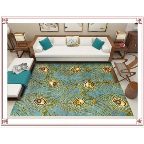 200x300cm Fashion Modern Multicolor Peacock Feather Bedroom Living Room Door Mat Non-slip Bedside Carpet Floor Mat Customization