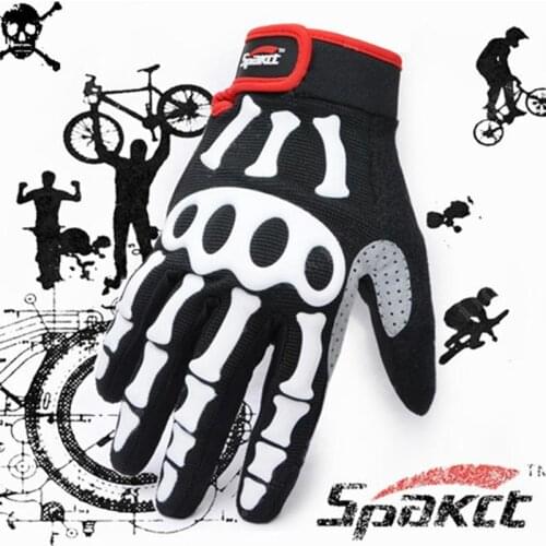 2018 Spakct Skull Full Finger Cycling Gloves Silicone Gel MTB breathable anti-shock Bike Bicycle Gloves guantes ciclismo