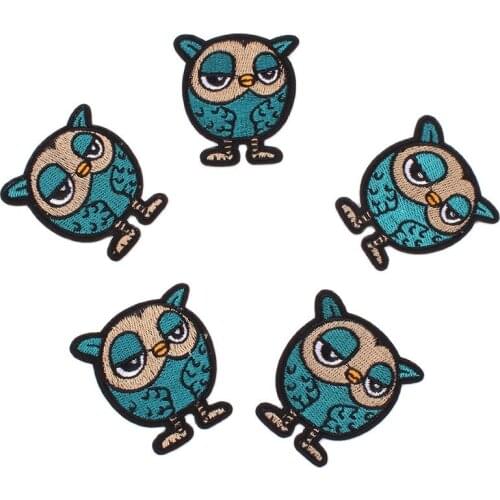 5pcs Quality Embroidered Owl Patches Iron On Cartoon Animal Stickers DIY Patchwork Appliqued Sewing Apparel Jeans Badge Patches