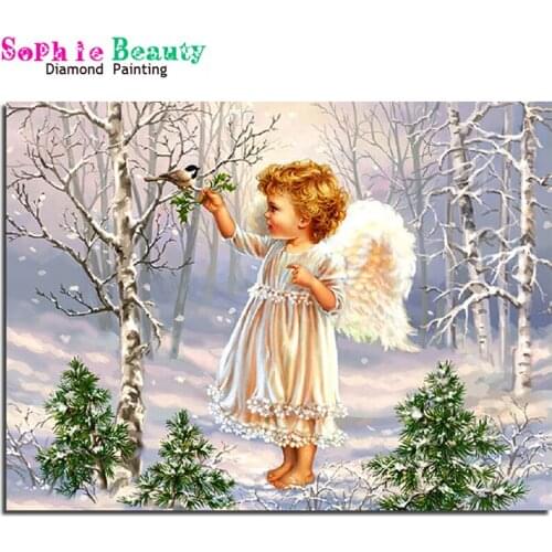 5d Square Round Diamond Painting Full Drill Angel DIY Wall Art Diamond Embroidery Full Display Portrait Handmade Gift 20A063