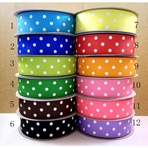 DIY Accessories 50 yard per color 38 mm polka dots printed grosgrain ribbon
