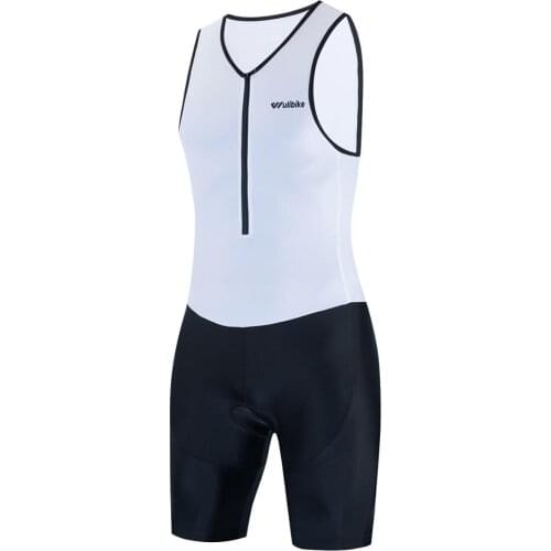 Wulibike White Pro Triathlon Sleeveless Mens Cycling Jersey Skinsuit man Jumpsuit Lycra tights quick-dry Sportwear