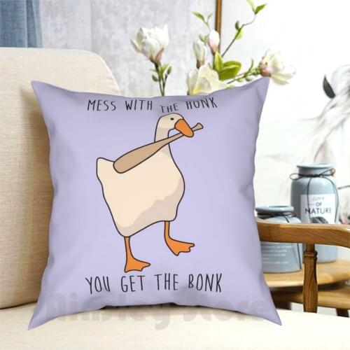 Mess With The Honk You Get The Bonk-Untitled Goose Game Pillow Case Printed Home Soft Throw Pillow Switch Untitled Goose