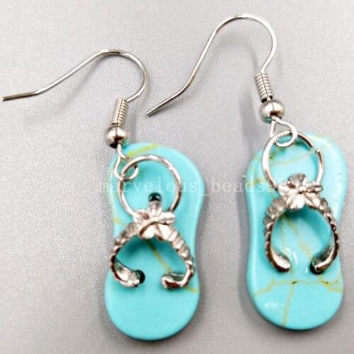 Free shipping Fashion Jewelry Howlite Shoe Art Women Men Dangle Earrings MC5201