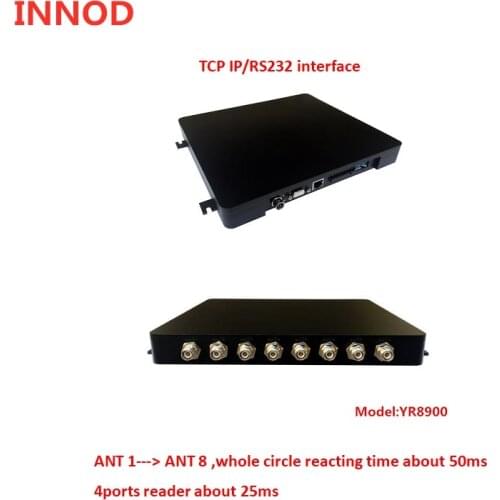 Long range Impinj R2000 chip UHF RFID reader 8 ports free timing chip tag sample compatible with high gain rfid antenna