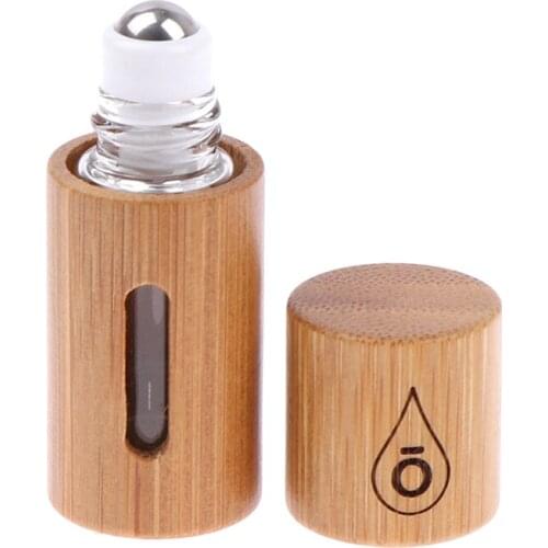 1 Pcs 10ml Bamboo Wood Bottle Perfume Empty Oil Bottle Stainless Roll On Ball Perfume Aromatherapy Bottle Oil Roller Bottle