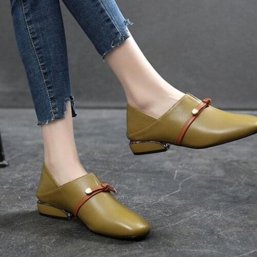 PU British Style Leather Women Square Heel Shoes Autumn Single Shoes Simple Soft High Heels Wild Ladies Shoes Elegant Pumps
