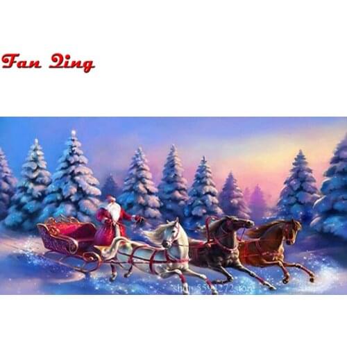 5D Santa Carriage Diy Diamond Painting Full Square Round Drill Mosaic Embroidery Sale Cartoon Needlework Home Decoration Puzzle