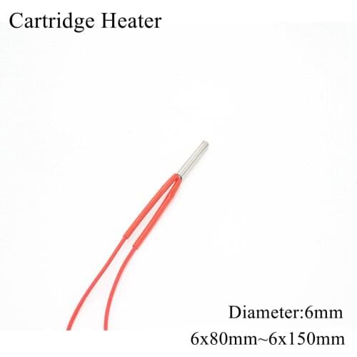 6x80mm 6x100mm 6x120mm 6x150mm 12V 24V 110V 220V 6mm Ceramic Cartridge Heater Tube Heating For 3D Printer 50W 100W 150W 200W