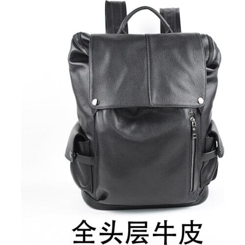 Leather mens shoulder bag head layer cowhy travel backpack fashion fashion bag Korean version of business computer bag