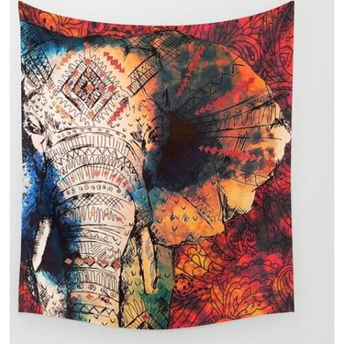 Red Tapestry Floral and Elephant Printed Hanging Wall Tapestries Hippie Bohemian Room Decor 130x150cm 150x200cm