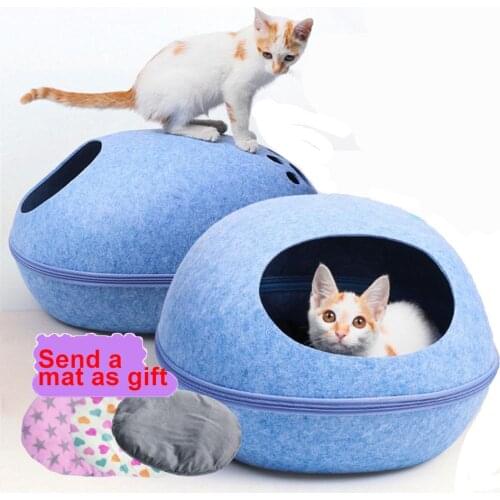 Pet Bed House For Cats Pet Supplies Dog Cat Bed Cave Sleeping Bag Egg Shape Felt Cloth Pet House Nest Cat Basket Pet Products