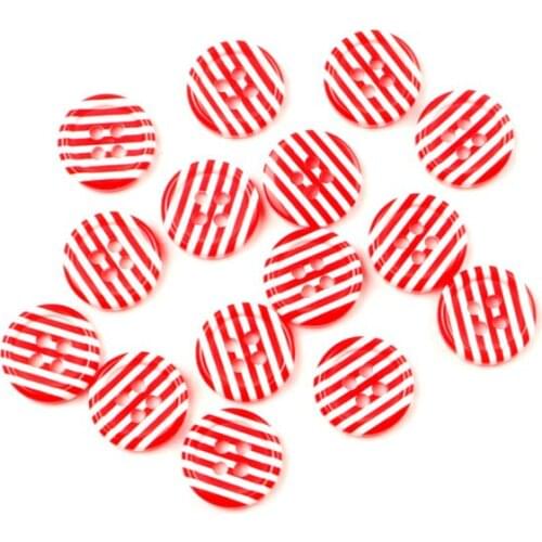 LF 50Pcs Red Round Stripes Resin Sewing Buttons For Cloth Needlework Flatback Scrapbooking Crafts Decorative Diy Accessories