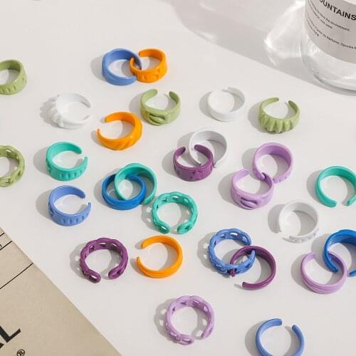 Candy Color Geometric Irregular Color Metal Opening Ring Suitable for Women and Girls Fashion Fadeless Paint Finger Ring Jewelry