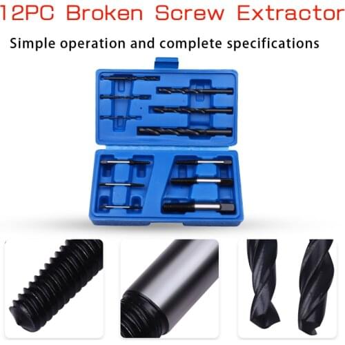12pcs 3MM-10MM Damaged Screw Extractor Drill Bits Guide Set Broken Speed Out Easy Out Bolt Stud Stripped Screw Remover Tool
