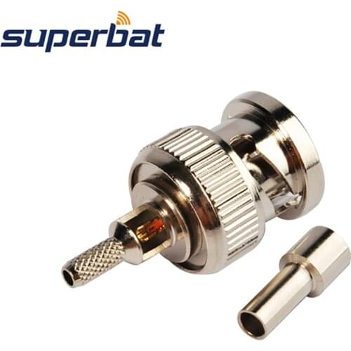 Superbat 75 Ohm BNC Plug Straight RF Crimp Attachment for RG174 RG316 LMR100 RG179 Nickel-plated Brass Solder Cable Mount