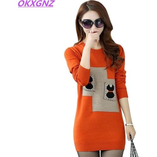 New Women Sweaters 2020 Autumn Winter Clothes Casual Knitted Pullover Knitwear Fashion Long Sleeve Slim Lady Tops Plus Size