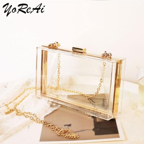 New Acrylic Transparent Women Clutch Bag Chain Luxury Brand Womens Messenger Pack Evening Dinner Bags Shoulder Handbag