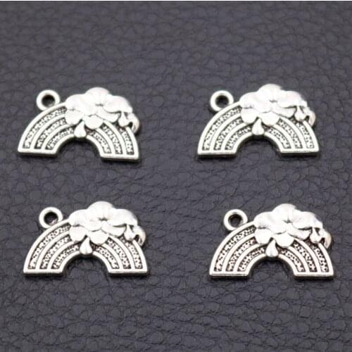 10pcs Silver Color Color Cute Rainbow Charms Female Style Bracelet Earrings Pendant DIY Metal Jewelry Making 19*12mm A2038