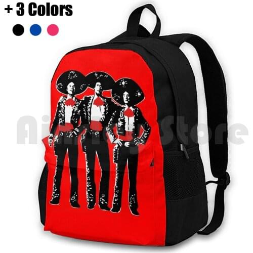 Three Amigos-Pop Art On Red Outdoor Hiking Backpack Riding Climbing Sports Bag Pop 3 Amigos Steve Chevvy Chase Short Movie Film