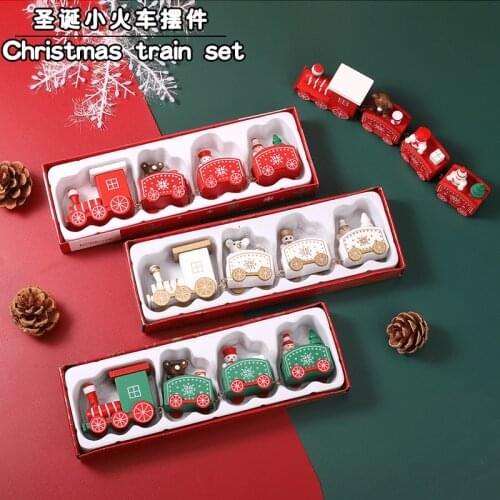 Merry Christmas Wooden Train Ornament Christmas Decoration For Home Santa Claus Gift Natal Navidad Noel 2022 New Year Xmas Decor