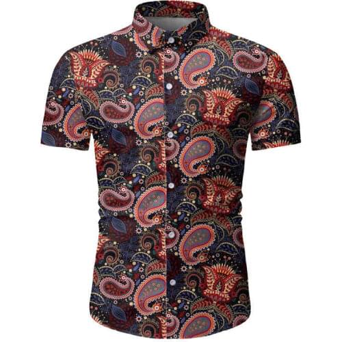 Paisley Floral Shirt Men 2020 Stylish Print Short Sleeve Button Down Shirts Mens Casual Party Social Shirt Male Camisa Masculina