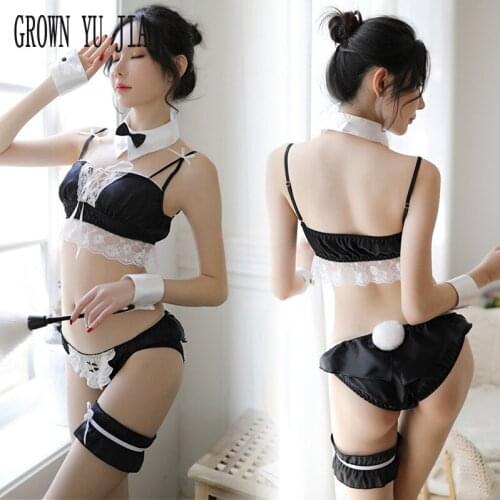 Sexy Bunny girl cosplay costume Erotic temptationmaid Hot babydoll japanese naughty lingerie porno maid uniforms set sex play