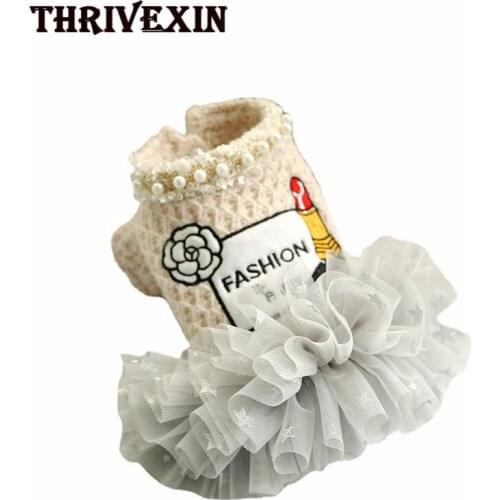 Pearl Collar Woolen pet Dog Coat with Skirt for Small and Medium Dogs Autumn/Winter Clothes Outfit Teddy Bichon Puppy Clothes