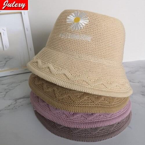 Daisy Sun Hat Ladies Spring And Summer Fashion Fisherman Hat Foldable Retro Straw Hat Wholesale Pot Hat
