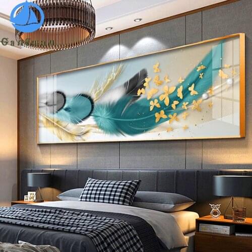 Modern Luxury Golden Feathers Gold Foil butterfly 5D Diamond Painting Embroidery Cross Stitch Kit Mosaic large Home Decoration