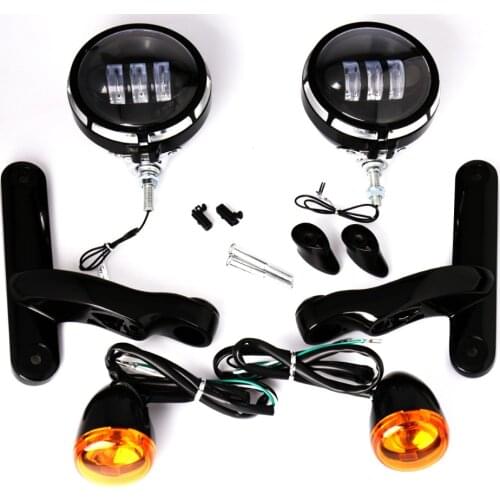 Burst LED Auxiliary Lighting Black Brackets With Turn Signals For Harley Street Glide FLHX 06 07 08-13&96-16 Road King