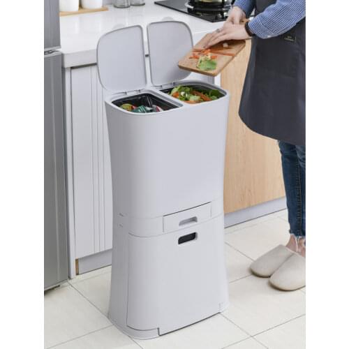 3-layer floor saves a lot of dry and wet sorting trash can with wheels kitchen trash can household corner trash plastic bin