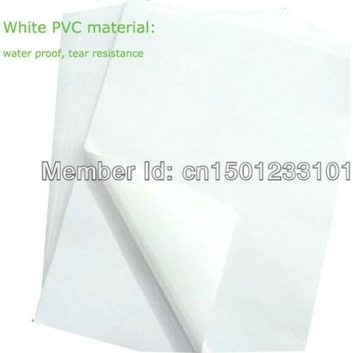 50 sheets tear resistant water/oil proof pvc label paper A4 blank adhesive sticker for Laser printer