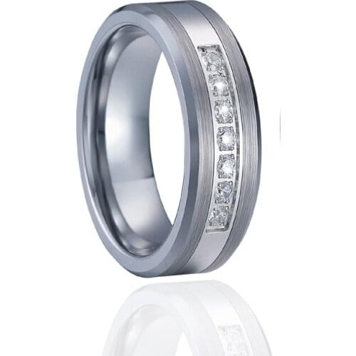 Tungsten rings for women sterling silver wedding bands love alliance ladies cubic zirconia finger promise rings for couples