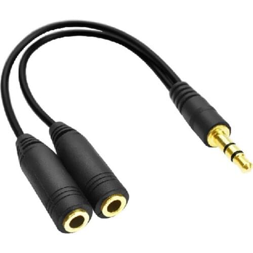 Headphone Y Splitter 3.5mm Extension Cable Audio Stereo 3.5mm Male to 2 Port 3.5mm Female Microphone Spliter Gold Plated Adapter