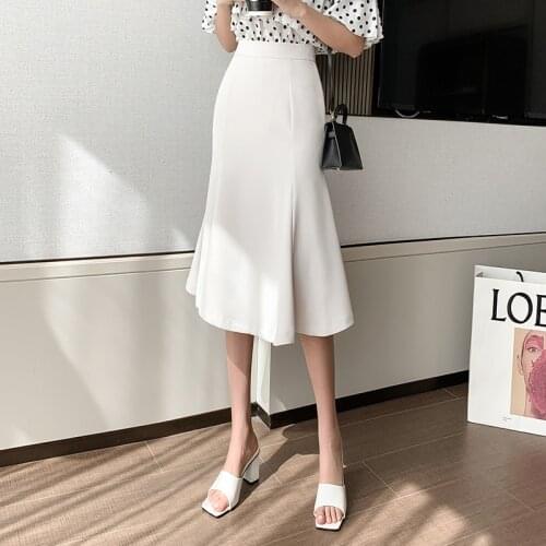 Irregular Drop Feeling Fishtail Skirt Women Spring Autumn New High Waist Office Skirt Female
