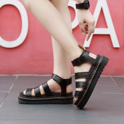 New 2021 Summer shoes woman Flat Platform Sandals Women Soft Leather Casual Open Toe Gladiator wedges Women Shoes