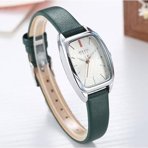 New Lady Womens Watch Japan Quartz Elegant Wave-like Fashion Simple Hours Bracelet Leather Clock Girl Birthday Gift Julius Box