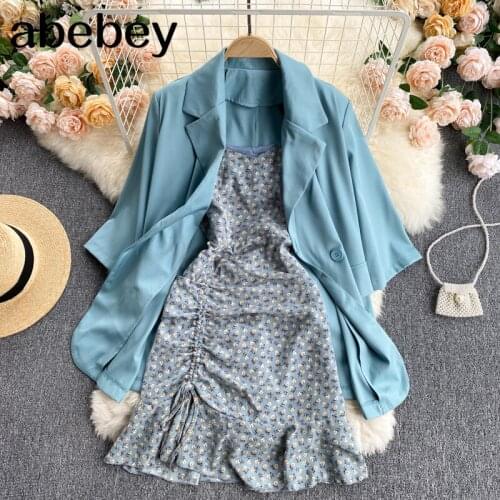 Women Summer Design Set Top+Sexy Off Shoulder A Line Strap Dress Two Pieces Set 2021