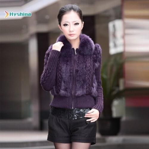 Female Natural Rabbit Fur Coat Hooded Knit Cardigan Plus Size Sweater Jacket Shearling Genuine Women Winter Tops and Blouses