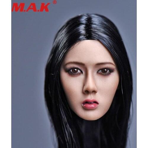 1:6 Xiu series Asian female woman girl young lady head sculpt with long black bair F 12" suntan color body figure toy