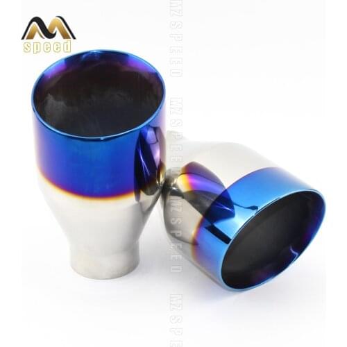 1PC 4.5-inch general purpose smooth stainless steel blue tailpipe large diameter automotive retrofitted muffler tailpipe