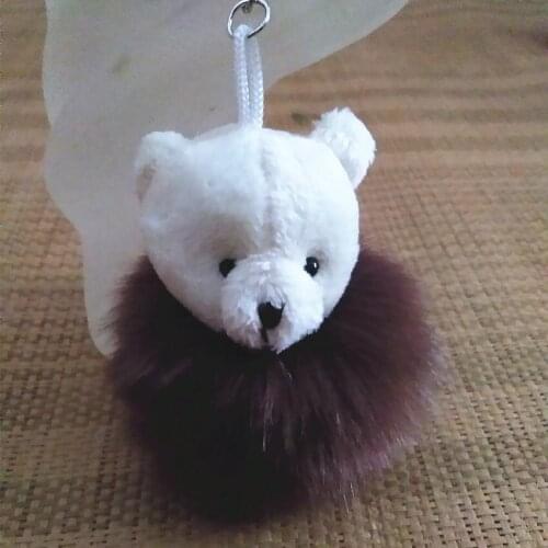 18 Color Fake Rabbit Fox Fur 6cm pompon Keychain Bear Head Keyring 3D Keychain Charms Pompom Key rings