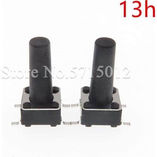 200pcs/lot 6*6*13MM Touch push Button Switch 6X6X13mm Micro Switches 4pin reset switch black round head