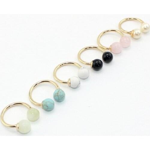 2016 new cooper coil ball rings multicolor stone beads vintage Openings ring for women