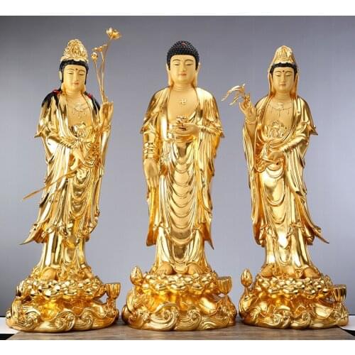 3P Large Buddhism high grade gold gilding copper Standing Guan yin Mahasthamaprapta Buddha HOME shrine protection FENG SHUI 48CM