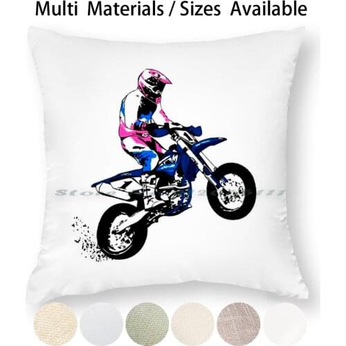Supermoto Racing Pillow Case Throw Pillow Cover Cotton Linen Flax Supermoto Motocross Moto Cross Supercross Motorcyclist