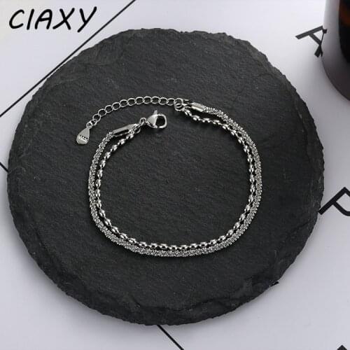 CIAXY 925 Sterling Silver Double Laye Bracelets for Women Romantic Starry Chain Bracelet Fashion Party Jewelry Gifts