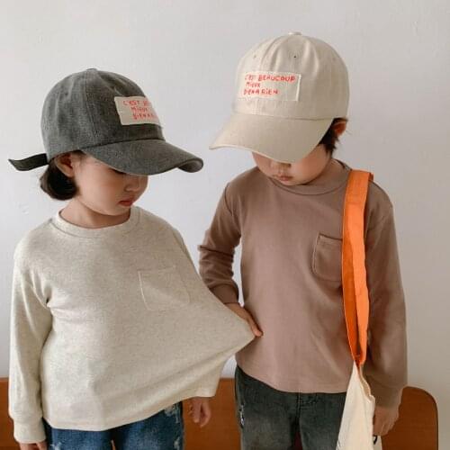 Childrens long sleeve T-shirt 2021 new boys' wear spring and autumn Korean solid color girls' bottom coat babys top